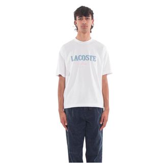 Lacoste Tops, Heren, Wit, XL, Katoen, Losvallend bedrukt jersey T-shirt