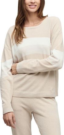 Barefoot Dreams CozyChic Ultra Lite Wavy Colorblock Pullover Sweater in Stone Multi at Nordstrom, Size X-Large