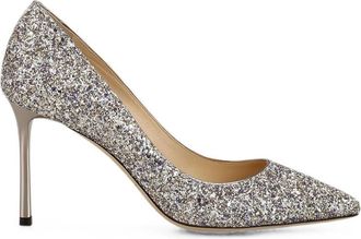 Jimmy Choo London Silver Glitter Pumps