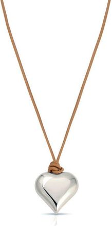 Ettika Puffy Heart Pendant Necklace in Tan And Silver at Nordstrom