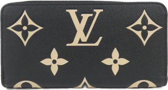 Louis Vuitton Beige Black Leather Long Wallet (Bi-Fold) (Pre-Owned)
