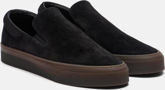 The Row MH suede slip-on shoes