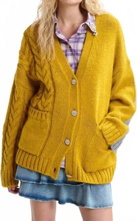 Essentiel Jokes Bicolour Cardigan In Yellow Combo