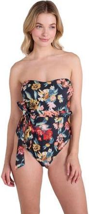 Animal Belted Bandeau One Piece Bathing Suit in Green at Nordstrom, Size 10