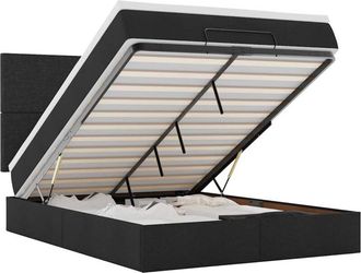 vidaXL Estructura Cama Otomana Colch&oacute;n Tela Negro 140x200cm Vidaxl