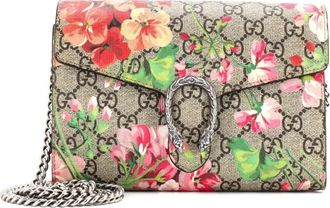 Gucci Dionysus Chain Wallet Blooms Print GG Coated Canvas Small crossbody bag - Bruin