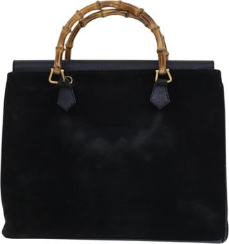 Gucci Bamboo Black Suede Handbag (Pre-Owned)