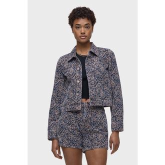 Hudson Liza Trucker Jacket in Indigo Leopard at Nordstrom, Size X-Large