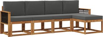vidaXL Conjunto De Sof&aacute;s De Exterior 5 Uds. Natural Y Antracita Vidaxl