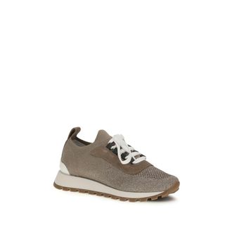 Brunello Cucinelli Womens Beige Cotton Chunky Sneakers