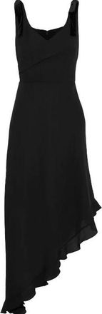 Mikael Aghal Asymmetric black crepe de chine midi dress Size XS
