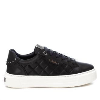 Xti Womens Leather Trainer Sneakers In Black
