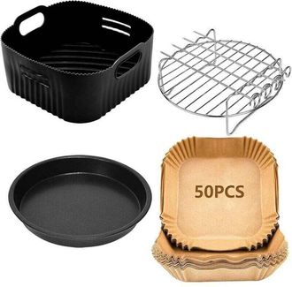OEM Accesorios Para Freidora De Aire De 21 Cm Compatibles Con Philips Xl 6.2l, Cosori 5.5l 4.7l, Cecotec 5.5l 6l, 4 Piezas De Molde De Silicona Reutilizab