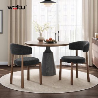 Woltu Woltu Juego De 2 Sillas Modernas Para Comedor/cocina - Tapizado De Chenilla, Patas De Metal Con Efecto Madera - Apto Para Comedor, Sala De Estar O Res