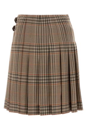 Burberry Plaid Wool Skirt - Beige
