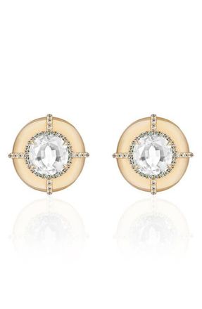 Goshwara Round Medallion Stud Earrings in Clear at Nordstrom