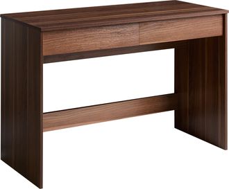 Beliani Escritorio De Oficina Estilo Escandinavo 2 Estantes Tablero Aglomerado Patas Anchas 110 X 50 Cm Marr&oacute;n Oscuro Rondane