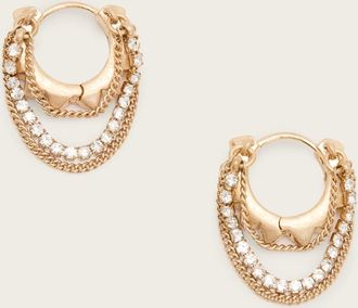 AllSaints Womens Brass Trudy Small Chain Hoop Earrings, Size: One Size