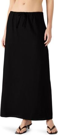 Steve Madden Cadi Linen Drawstring Waist Maxi Skirt in Black at Nordstrom, Size Small