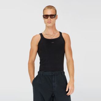 Diesel Slim cotton tank with Oval D logo - T-Shirts - Man - Black
