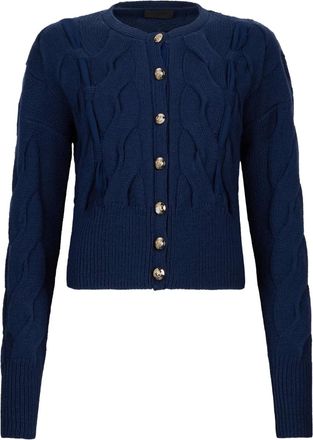 Liu Jo Kabelgebreid vest met knoop - Blauw