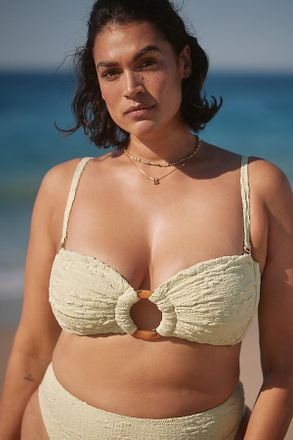 Montce Swim Plus Avocado Floral Tori Ties Bandeau Bikini Top