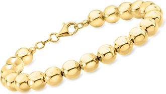 Ross-Simons Italian 8mm 18kt Gold Over Sterling Bead Bracelet