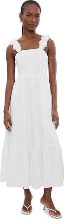 CeCe by Cynthia Steffe Floral Strap Tiered Midi Dress Womens Dress Ultra White : LG, Linen/Rayon