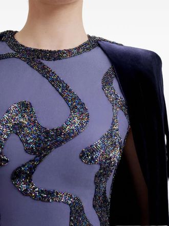 Gemy Maalouf beaded cape dress - Purple