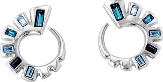 UNOde50 Blue Crystal Link Hoop Earrings