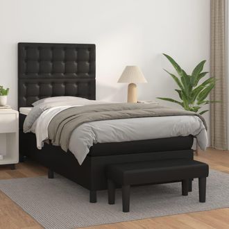 vidaXL Vidaxl - Cama Box Spring Con Colch&oacute;n Cuero Sint&eacute;tico Negro 90x190 Cm