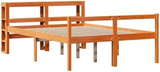 vidaXL Bed Frame with Headboard without Mattress Wax Brown 140x190 cm vidaXL