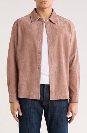 Frame Denim Suede Shirt Jacket in Smoky Mauve at Nordstrom, Size Xx-Large