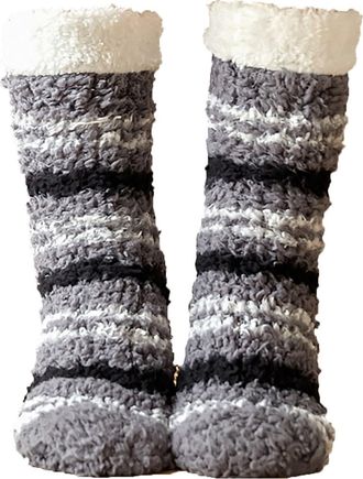 Generic kosopse Socks with Rubber Sole Childrens Socks Winter Warm Thick Cosy Socks Non-Slip Fuzzy Socks Home Slipper Bed Socks for Women Girls Beer Socks Men