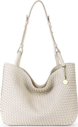 The Sak Los Feliz Medium Tote Woven Leather Bag in Stone Woven at Nordstrom