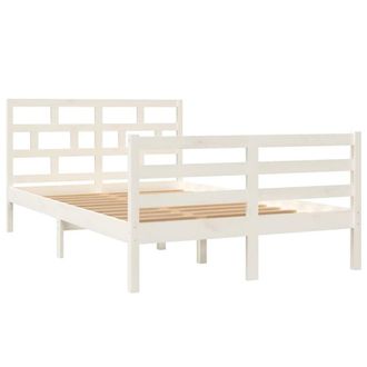 Berkfield Home Beautiful Bed Frame White Solid Wood Pine 120x200 cm | Size: Small Double