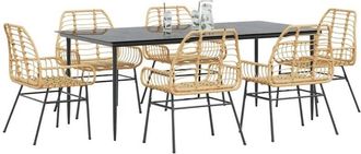 vidaXL Juego De Comedor De Jard&iacute;n 7 Pzas Rat&aacute;n Pe Marr&oacute;n Vidaxl