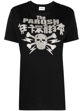P.A.R.O.S.H. logo-embellished cotton T-shirt - Black