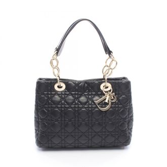 Dior Black Leather Handbag Tote Bag (Pre-Owned)