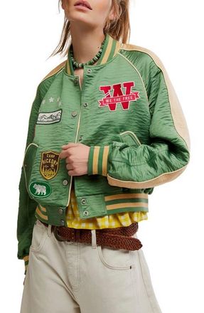 Free People Star Power Souvenir Jacket in Vintage Green Combo at Nordstrom, Size X-Large