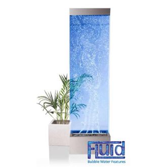 PRIMROSE Bubble Water Wall Colour Changing LEDs Stainless Steel 183cm in Metallic Silver