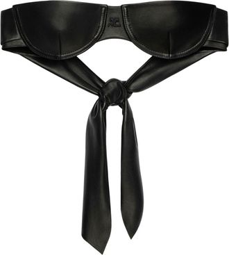 Courr&egrave;ges knot leather bra top - women - Lamb Skin - S - Black