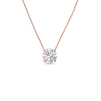 Diana M. Jewels 14kt 1ct Lab Grown Diamond Solitaire Pendant, 4 prong, Round, DEF color, VS clarity, excellent cut, Chain: 16