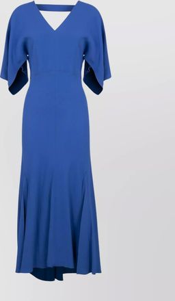 Victoria Beckham hem asymmetric flared midi v-neck dress