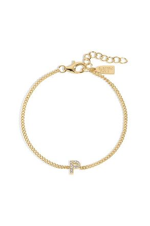 Electric Picks Initial Bracelet in Gold - P at Nordstrom, Size 6.5