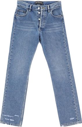 Balenciaga Slim Fit Versleten Jeans in Blauw Katoen