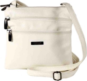Lorenz Leather Style Cross Body Shoulder Handbag Quality 2 Compartments - White