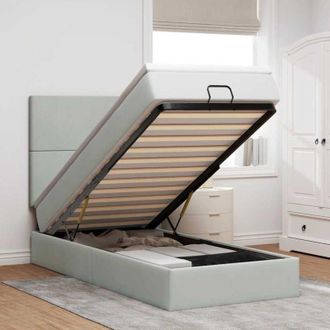 vidaXL Estructura Cama Otomana Colchones Gris Claro 80x200cm Vidaxl