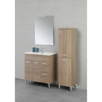 Feridras Feridras - Composizione Bagno Mobile Lavabo+specchio+colonna Portasciugamani Rovere