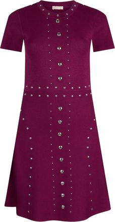 Liu Jo studded knitted dress - women - Viscose/Polyamide - S - Purple